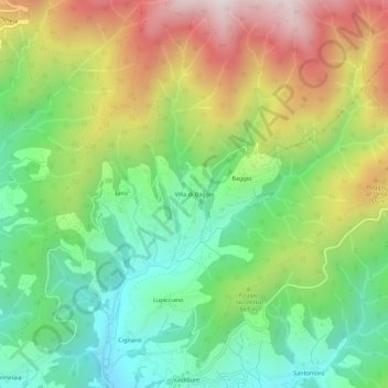 Mappa topografica Villa di Baggio, altitudine, rilievo
