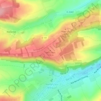 Mappa topografica Mont Bart, altitudine, rilievo