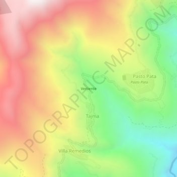 Mappa topografica Vertiente, altitudine, rilievo