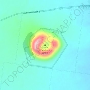 Mappa topografica Mount Elephant, altitudine, rilievo