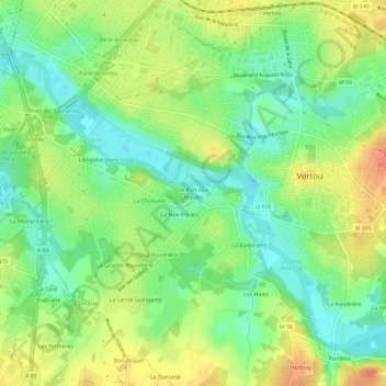 Mappa topografica Le Port Aux Meules, altitudine, rilievo