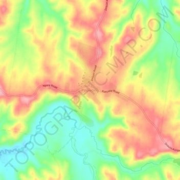 Mappa topografica Poowong, altitudine, rilievo