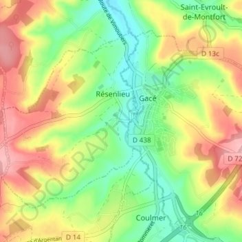 Mappa topografica Le Vieux Résenlieu, altitudine, rilievo
