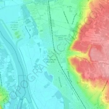 Mappa topografica Saint-Maurice-l'Exil, altitudine, rilievo