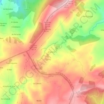 Mappa topografica Estremil, altitudine, rilievo