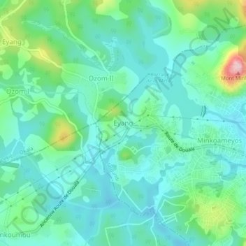 Mappa topografica Eyang, altitudine, rilievo
