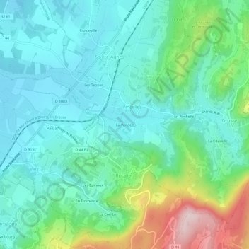 Mappa topografica La Vendée, altitudine, rilievo