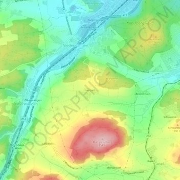 Mappa topografica Herzwil, altitudine, rilievo