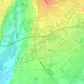 Mappa topografica Morti dell'Ossa, altitudine, rilievo