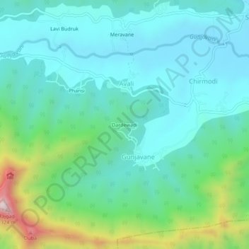 Mappa topografica Dardewadi, altitudine, rilievo