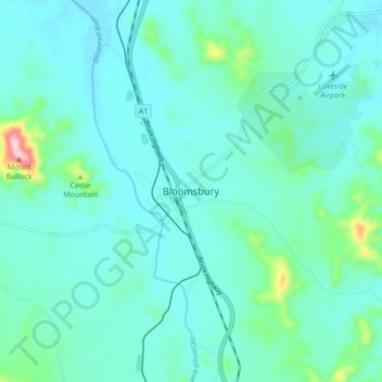 Mappa topografica Bloomsbury, altitudine, rilievo