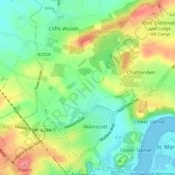 Mappa topografica The Mount, altitudine, rilievo