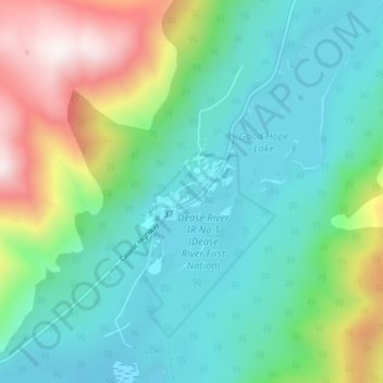 Mappa topografica Good Hope Lake, altitudine, rilievo