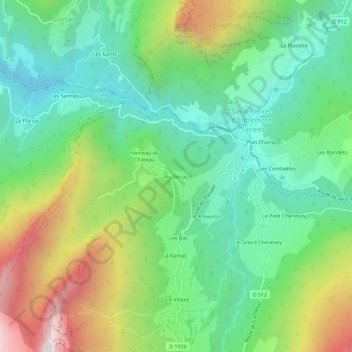 Mappa topografica Au Terray, altitudine, rilievo