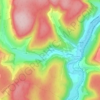 Mappa topografica Pontonnière, altitudine, rilievo