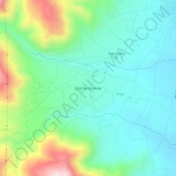 Mappa topografica Isinche Grande, altitudine, rilievo