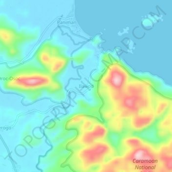 Mappa topografica Ilawod, altitudine, rilievo