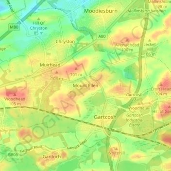 Mappa topografica Mount Ellen, altitudine, rilievo