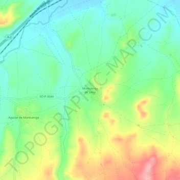 Mappa topografica Montuenga de Soria, altitudine, rilievo