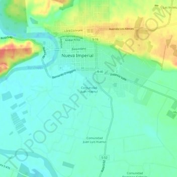 Mappa topografica Traitraico, altitudine, rilievo