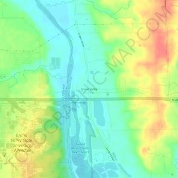 Mappa topografica Grand Valley, altitudine, rilievo