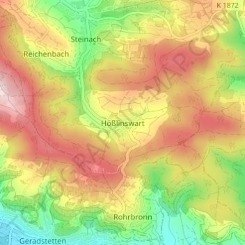 Mappa topografica Hößlinswart, altitudine, rilievo