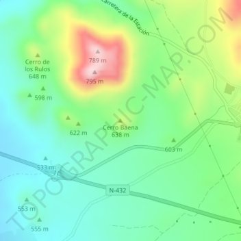 Mappa topografica Cerro Baena, altitudine, rilievo
