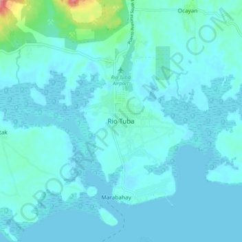 Mappa topografica Rio Tuba, altitudine, rilievo