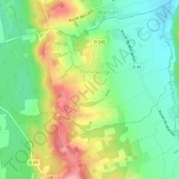 Mappa topografica Mazeroles, altitudine, rilievo