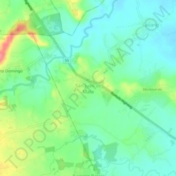 Mappa topografica San Juan de Mata, altitudine, rilievo