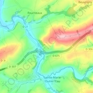 Mappa topografica Beau Costil, altitudine, rilievo