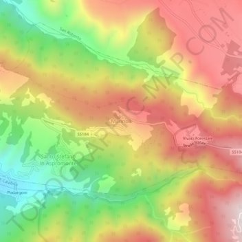 Mappa topografica Mannoli, altitudine, rilievo