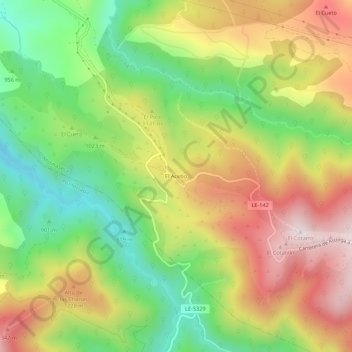 Mappa topografica El Acebo, altitudine, rilievo