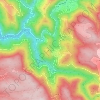 Mappa topografica Thérondel, altitudine, rilievo