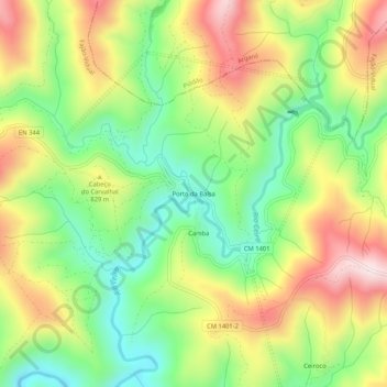 Mappa topografica Porto da Balsa, altitudine, rilievo