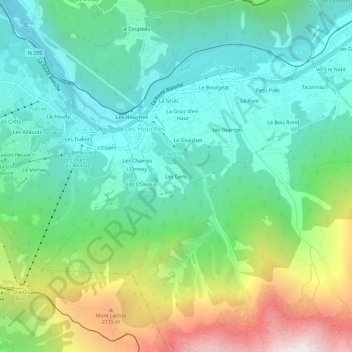 Mappa topografica Les Gens, altitudine, rilievo