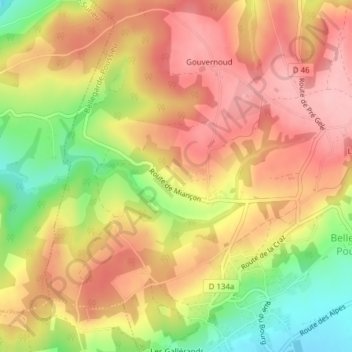 Mappa topografica Miançon, altitudine, rilievo