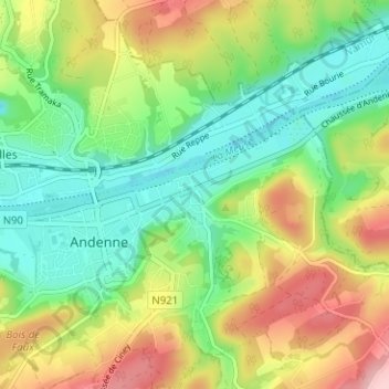Mappa topografica Andenelle, altitudine, rilievo