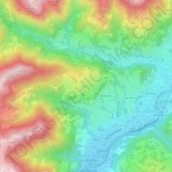 Mappa topografica Orezzo, altitudine, rilievo