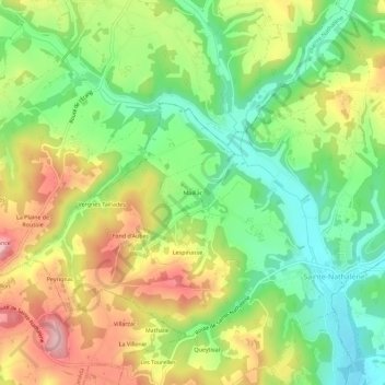 Mappa topografica Maillac, altitudine, rilievo