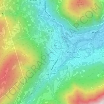 Mappa topografica Cantes, altitudine, rilievo