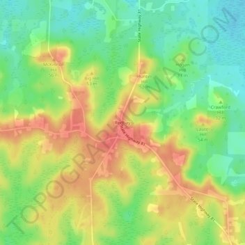 Mappa topografica Redbay, altitudine, rilievo