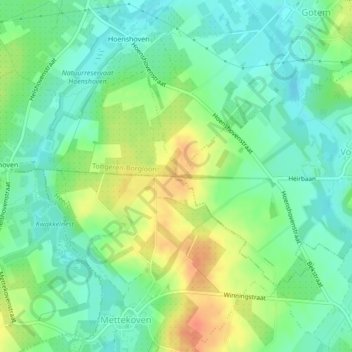 Mappa topografica Tjenneboom, altitudine, rilievo