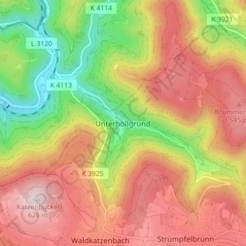 Mappa topografica Unterhöllgrund, altitudine, rilievo