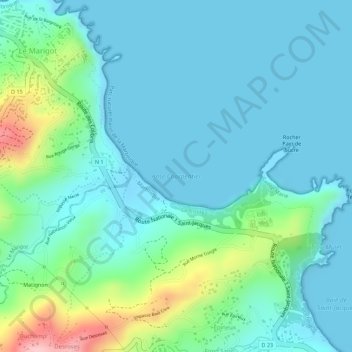 Mappa topografica Anse Charpentier, altitudine, rilievo