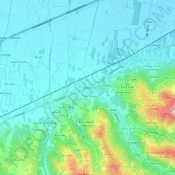 Mappa topografica Verzate, altitudine, rilievo