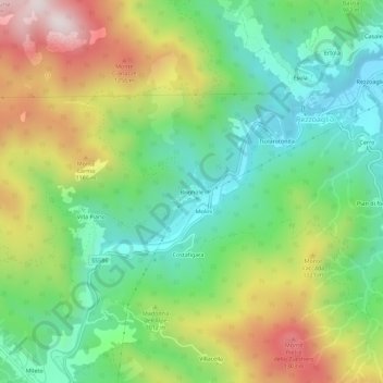 Mappa topografica Brignole, altitudine, rilievo