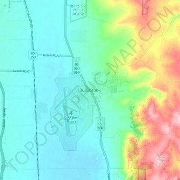 Mappa topografica Bullsbrook, altitudine, rilievo