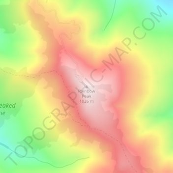 Mappa topografica Rainbow Peak, altitudine, rilievo