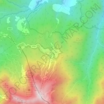 Mappa topografica Cerreto Laghi, altitudine, rilievo